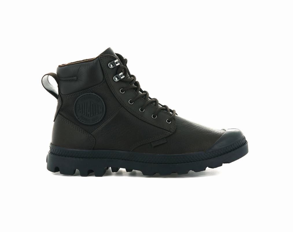 Palladium Pampa Shield Wp+ Lth Men's Waterproof Boots Dark Brown (XUYH41856)